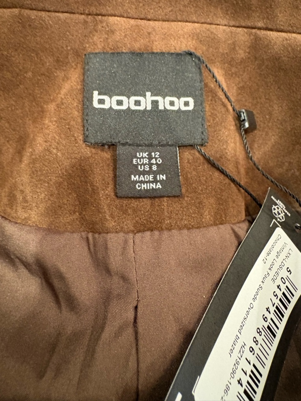 Boohoo Brown Suede Oversized Blazer Jacket - Picture 5 of 6